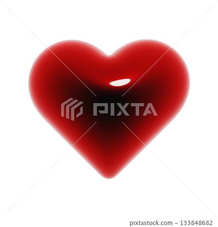 一個簡單的心形、飽滿、有光澤的3D圖示。一幅血紅色的裝飾插圖。 133848682