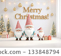 可愛的玩具聖誕老人和聖誕樹插圖 133848794