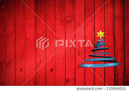 Christmas tree shape on red wood Christmas tree shape on red wood 133849201