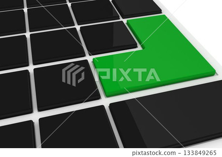 Black keyboard with green key Black keyboard with green key 133849265