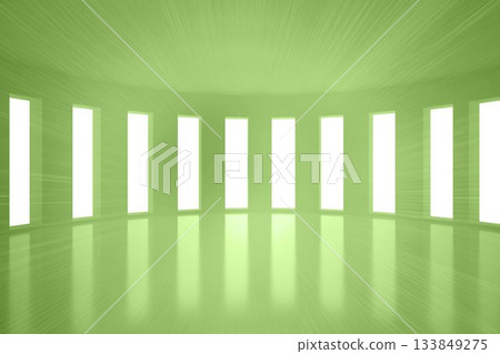 Bright green room with windows 133849275