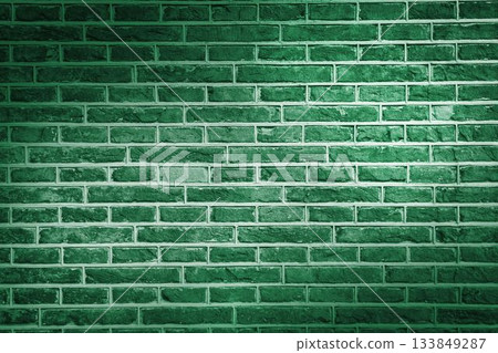 Green painted brick wall is being shown in flat design, highlighting textured mortar joints Green painted brick wall is being shown in flat design, highlighting textured mortar joints 133849287