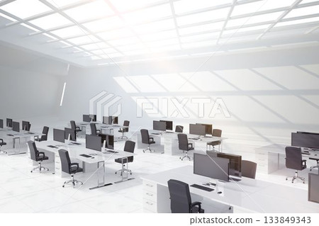 Computers on tables in office Computers on tables in office 133849343