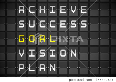 Goal buzzwords on black mechanical board 133849383