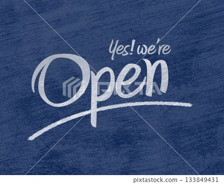 Open sign text over blue background 133849431