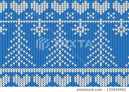 Knitting Christmas vector background cone trees and hearts Knitting Christmas vector background cone trees and hearts 133849482