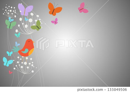 Feminine design of dandelions birds and butterflies Feminine design of dandelions birds and butterflies 133849506