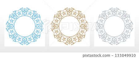 Set of decorative frames Elegant vector element for design in Eastern style, place for text. Floral colored borders. Lace illustration for invitations and greeting cards 133849910