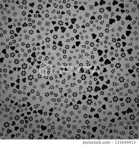 Flower geometric pattern. Seamless vector background. Gray and black ornament 133849913