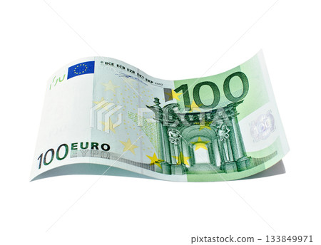 Banknote in one hundred euro isolated on a white background Banknote in one hundred euro isolated on a white background 133849971