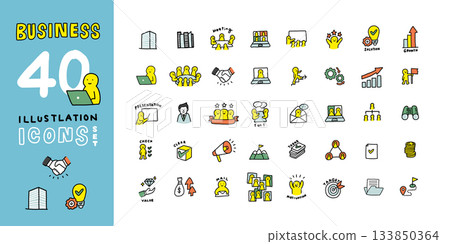 手繪插圖圖示集，適用於企業、團隊、公司、組織等。 133850364
