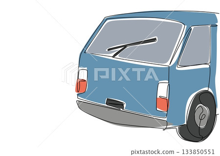 Single one line drawing the back of the car and there is a wiper. Functions to clean the rear window of the car. No dust. National Check Your Wipers Day. Continuous line design graphic illustration 133850551