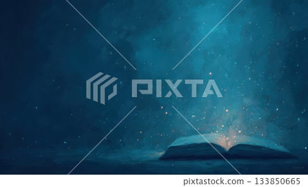 一本被藍光包裹的魔法書，構成了一幅奇幻的背景畫面。 133850665
