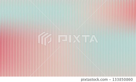 Ribbed glass background with refraction effect. Reeded glass with red and green gradient. Abstract background 133850860