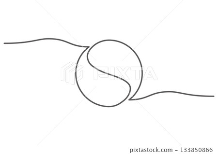 Continuous Line Baseball Softball. Sporty artwork, isolated on white background Continuous Line Baseball Softball. Sporty artwork, isolated on white background 133850866