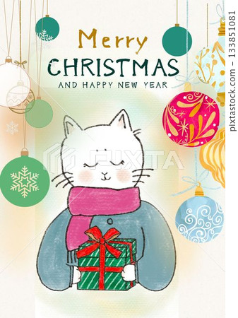 聖誕節可愛貓咪插畫 聖誕節可愛貓咪插畫 133851081