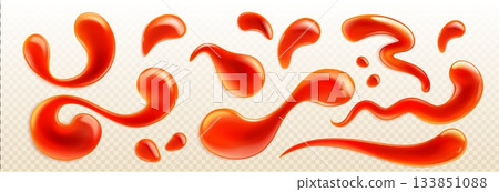 Ketchup splash with realistic red drops 133851088