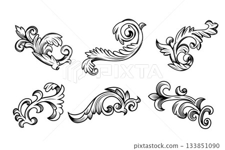 Vintage ornamental flourish frame corner Vintage ornamental flourish frame corner 133851090