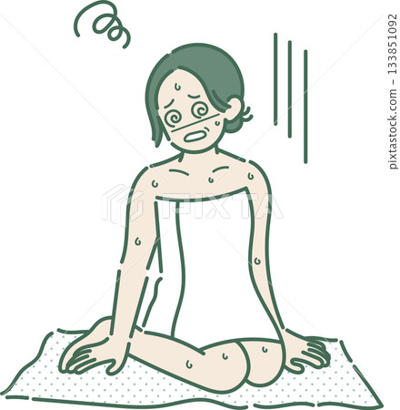 Illustration of a woman in her 40s who gets heat shock after taking a bath Illustration of a woman in her 40s who gets heat shock after taking a bath 133851092