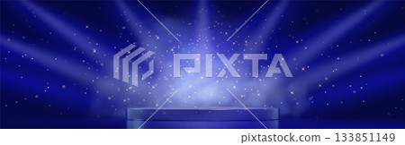 Blue award podium stage background 133851149