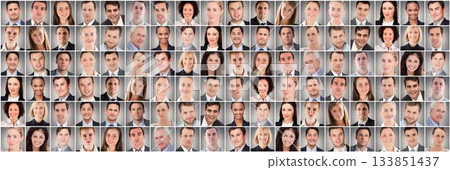 People collage portrait very wide 133851437