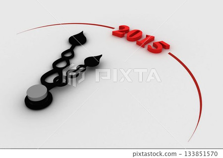 Illustration of 2015 on clock 133851570