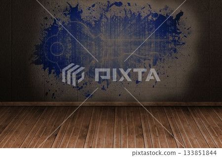 Splash on wall revealing digital key Splash on wall revealing digital key 133851844