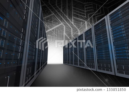 A large room where are standing the servers 133851850