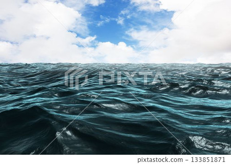 Scenic view of ocean against cloudy sky 133851871