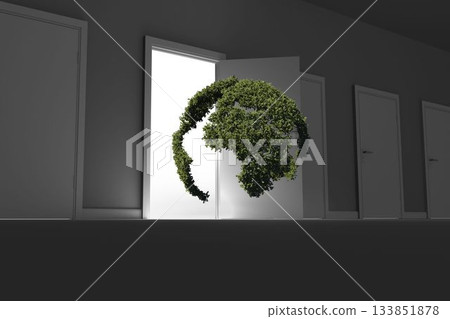 Topiary of globe against doors Topiary of globe against doors 133851878