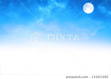 Full moon is hovering on flat night sky with stars fading into white gradient, copy space Full moon is hovering on flat night sky with stars fading into white gradient, copy space 133851895