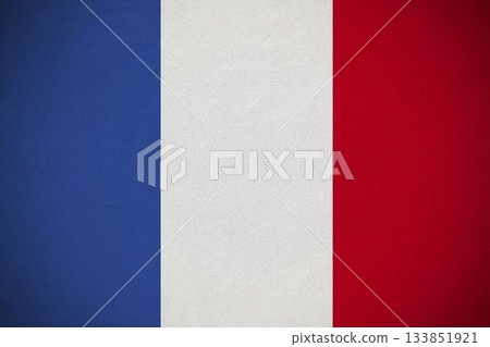 French national flag is showing flat design with subtle fabric texture filling entire frame 133851921