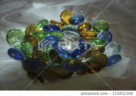 glass balls of various colors 133852108