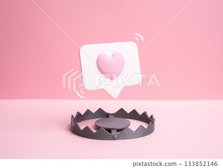 A love message as bait for a trap. Online dating and scammers. Digital fraud and emotional manipulation. Cybersecurity awareness, social media safety education and psychology. 133852146