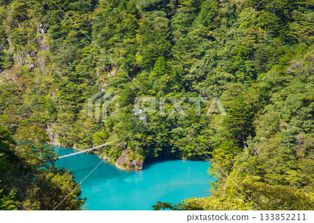 橫跨翡翠綠湖面的夢幻懸索橋 133852211