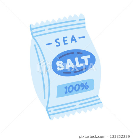 Sea Salt in Blue Package Used in Culinary Vector Illustration 133852229
