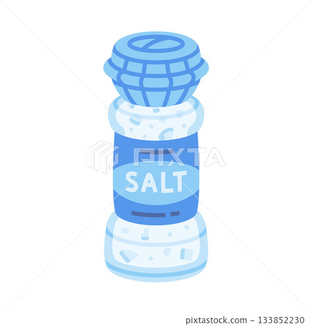 Salt in Glass Shaker Used in Culinary Vector Illustration 133852230