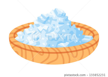 Salt in Wooden Bowl Used in Culinary Vector Illustration 133852231