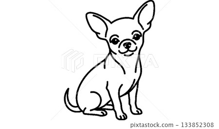 面對前面的吉娃娃坐的插圖 面對前面的吉娃娃坐的插圖 133852308