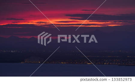 Gulf of Roses at evening, Catalan coast of Spain. Gulf of Roses at evening, Catalan coast of Spain. 133852973
