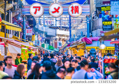 Tokyo cityscape in Japan in December. Inbound tourism continues... It's like a "foreign country," with Ameyoko and other areas bustling with foreign tourists. 133853200