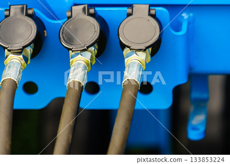 Close up of cable electrical plug, electric extension. Close up of cable electrical plug, electric extension. 133853224