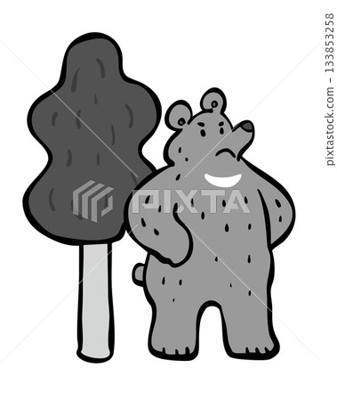 站立的熊和樹_單色熊熊熊 133853258