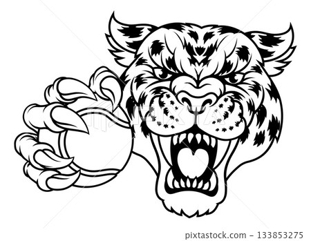 Jaguar Leopard Cheetah Panther Tennis Mascot 133853275