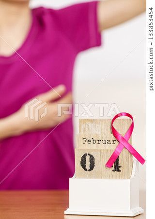 Woman and world breast cancer day on calendar Woman and world breast cancer day on calendar 133853454