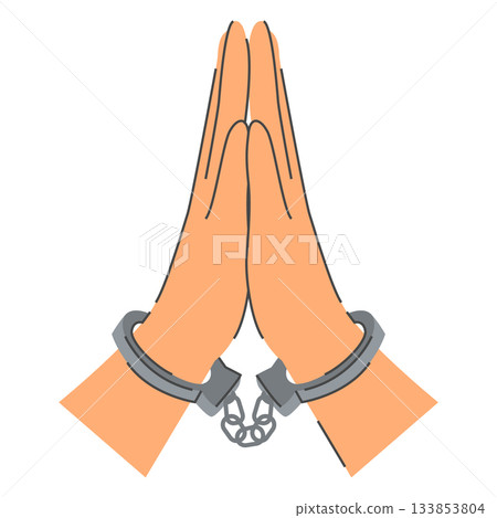 Hands in handcuffs pray vector isolated 133853804