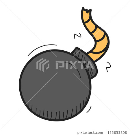 Bomb doodle icon vector isolated Bomb doodle icon vector isolated 133853808