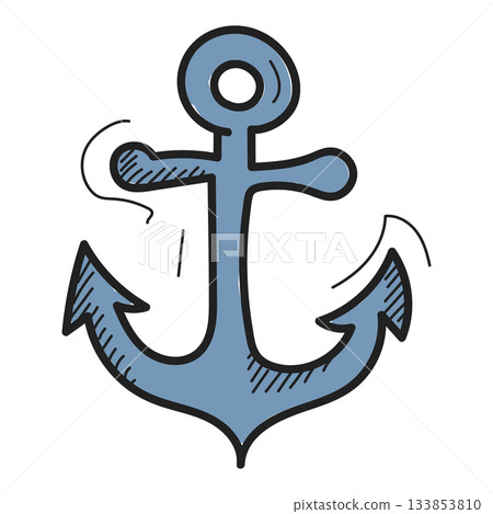 Ship anchor doodle icon vector isolated 133853810