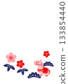 松樹、竹子、梅花和可愛小馬新年卡片模板（直版） 133854440