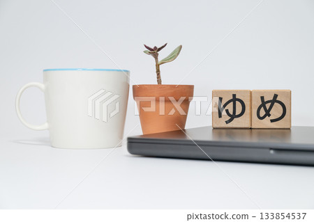 Laptop and "dream" block Laptop and "dream" block 133854537